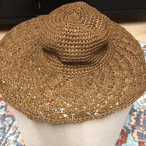 Brown woven floppy hat